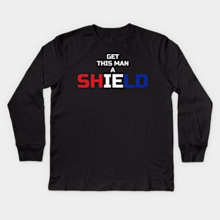 Get this man a shield Kids Long Sleeve T-Shirt